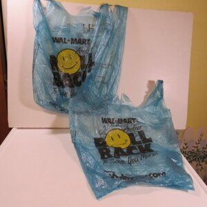 Vintage (2) Blue Wal-Mart Shopping Bags in great condition